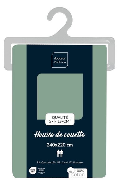 Copripiumino verde in cotone per letto matrimoniale/per letto esteso 240x220 cm Lina – douceur d'intérieur