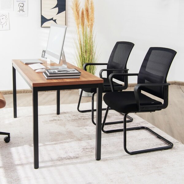 Costway Sedia da conferenza con base a forma di slitta, Sedia ergonomica da ufficio con schienale a rete sedile imbottito