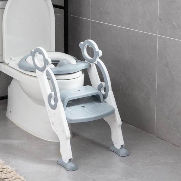 Costway Scaletta regolabile e pieghevole per WC, Sgabello imbottito con  scala maniglie per bambini e bambine Rosa