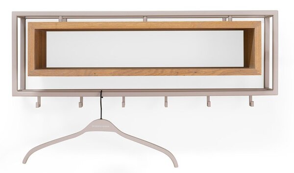 Attaccapanni da parete di colore naturale/grigio tortora in rovere massiccio con scaffale 78 cm School – Spinder Design