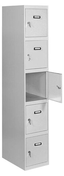Armadietto portariviste Simonlocker, modello Prof.dism., 5 ante, 1/5, colore grigio. Taquilla Simonrack, dimensioni 1800x300x500, colore grigio