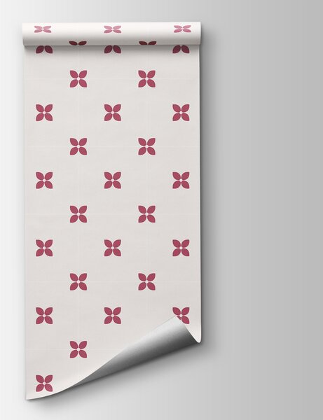 Carta da parati Motivo di piccoli fiori rossi, Carta da parati Geometriche, Carta da parati popolare, t01066v3 - Tapeko.it