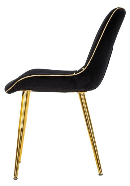 Sedia in tessuto Nero imbottito con rifiniture dorate PARIS Dimensioni 62x58x h 78 cm - peso 5 kg gambe Metallo dorato