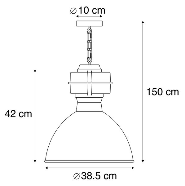 Lampada a sospensione industriale intelligente nera incl. A60 WiFi 38,5 cm - Sicko