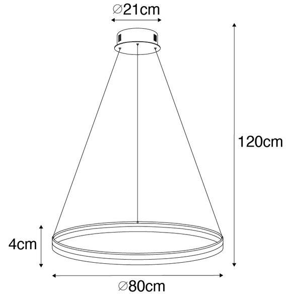 Lampada a sospensione di design oro 80 cm incl. LED dimmerabile a 3 livelli - Anello