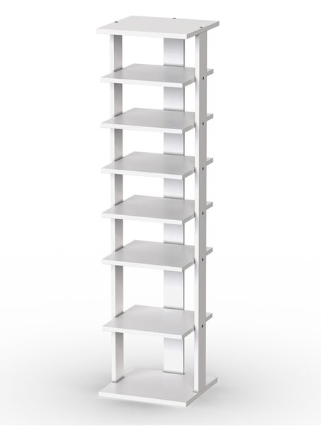 Costway Scarpiera di legno salva spazio con 7 livelli, Scaffale per scarpe per casa, Bianco