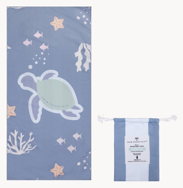 Telo mare per bambini in microfibra con custodia Turtle