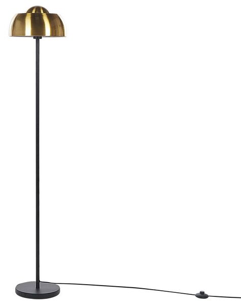 Lampada da tavolo rotonda in metallo nero e oro in stile industriale con paralume a cupola Beliani