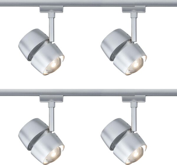 Set da 4 Paulmann 969.35 URail Spot Oculus 2x5W cromo opaco 230V in metallo, dimmerabile, 2700K, equivalente a 2x 40W, 2x 300 lm