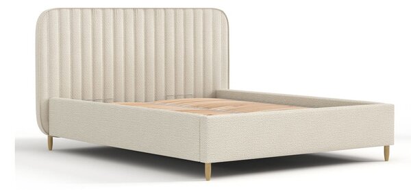 Letto matrimoniale imbottito beige con spazio contenitivo e rete 180x200 cm Noto - Maison de Rêve