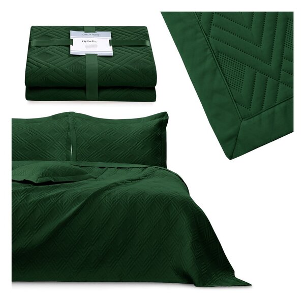 Copriletto verde scuro in microfibra con rivestimento trapuntato 170x210 cm Ophelia – Restilo