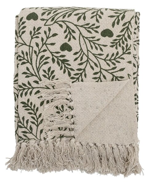 Coperta verde/color crema in cotone riciclato 130x160 cm Maribelle – Bloomingville