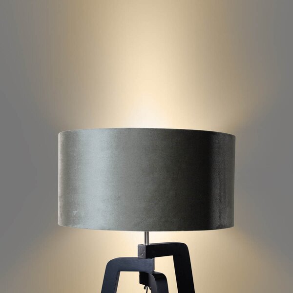 Lampada da Terra Nera con Paralume in Velluto Verde 50cm - Puros