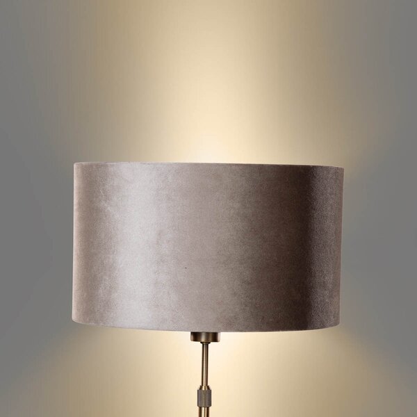 Lampada da Tavolo Bronzo con Paralume in Velluto Taupe 35cm - Parte