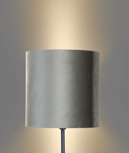 Lampada da Terra Nera con Paralume in Velluto Verde 40cm - Simplo