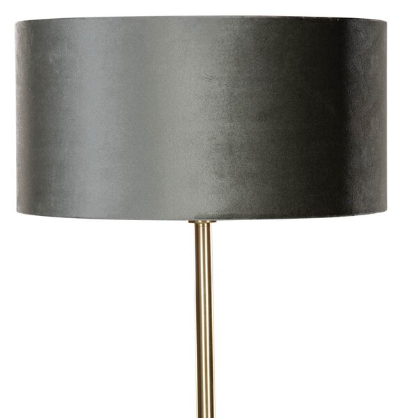 Lampada da terra ottone con paralume in velluto verde 50 cm - Simplo