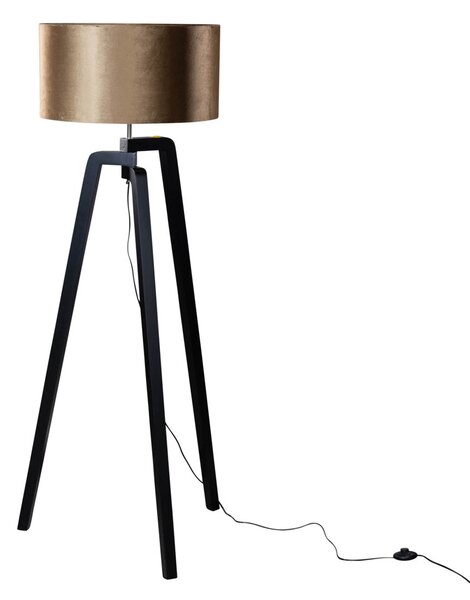 Lampada da Terra Nera con Paralume in Velluto Bronzo 50cm - Puros