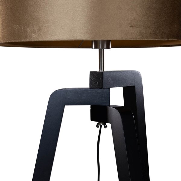 Lampada da Terra Nera con Paralume in Velluto Bronzo 50cm - Puros