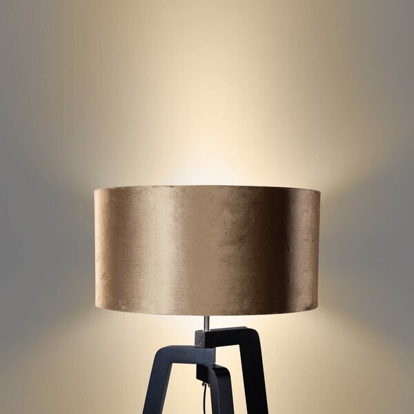 Lampada da Terra Nera con Paralume in Velluto Bronzo 50cm - Puros