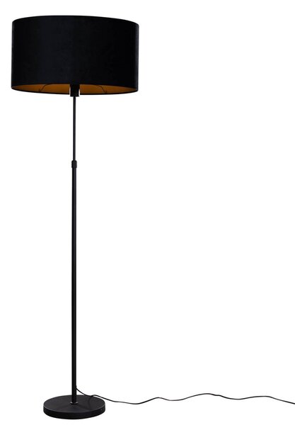 Lampada da Terra Nera con Paralume in Velluto Oval 50cm - Parte