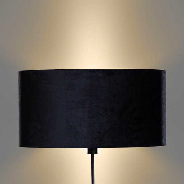 Lampada da Terra Nera con Paralume in Velluto Oval 50cm - Parte