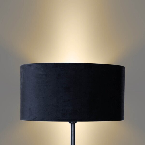 Lampada da Terra Nera con Paralume in Velluto Oval 50cm - Simplo