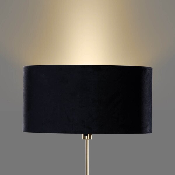 Lampada da terra oro con paralume ovale in velluto nero 50 cm - Parte