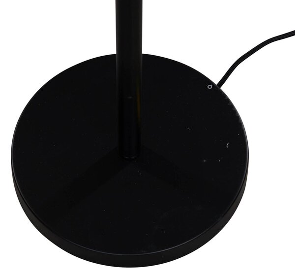 Lampada da Terra Nera con Paralume in Velluto, Motivo Foglie e Interno Oro - Simplo
