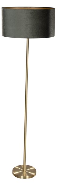 Lampada da terra ottone con paralume in velluto ovale verde 50 cm - Simplo