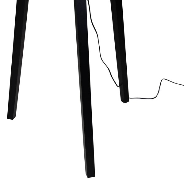 Lampada da Terra Nera con Paralume in Velluto Taupe 50cm - Puros