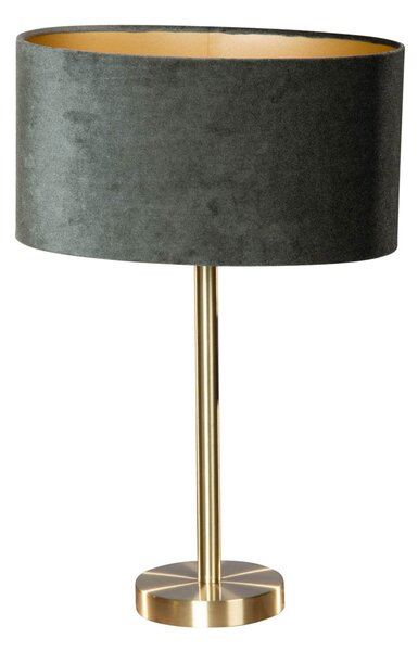 Lampada da Tavolo Ottone con Paralume in Velluto Verde Ovale 35cm - Simplo