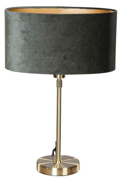 Lampada da Tavolo Oro con Paralume in Velluto Verde Ovale 35cm - Parte