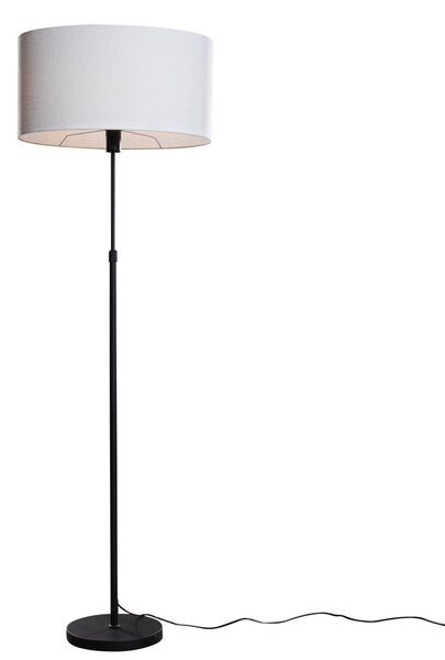 Lampada da Terra Nera con Paralume in Lino Bianco Ovale 50cm - Parte