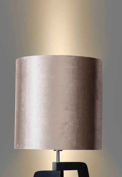 Lampada da Terra Nera con Paralume in Velluto Taupe 50cm - Puros