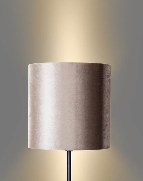 Lampada da Terra Nera con Paralume in Velluto Taupe 50cm - Simplo