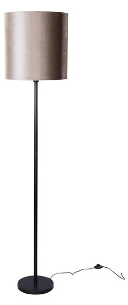 Lampada da Terra Nera con Paralume in Velluto Taupe 50cm - Simplo