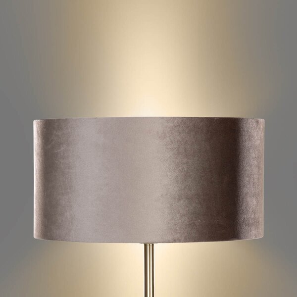 Lampada da Terra Ottone con Paralume in Velluto Taupe 50cm - Simplo