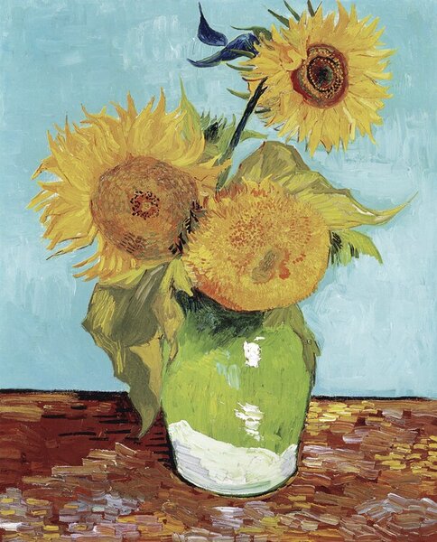 Riproduzione Vase with Three Sunflowers, Vincent Van Gogh