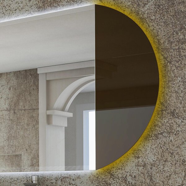 Specchio con illuminazione integrata bagno tondo bronzato L 30 x H 80 cm