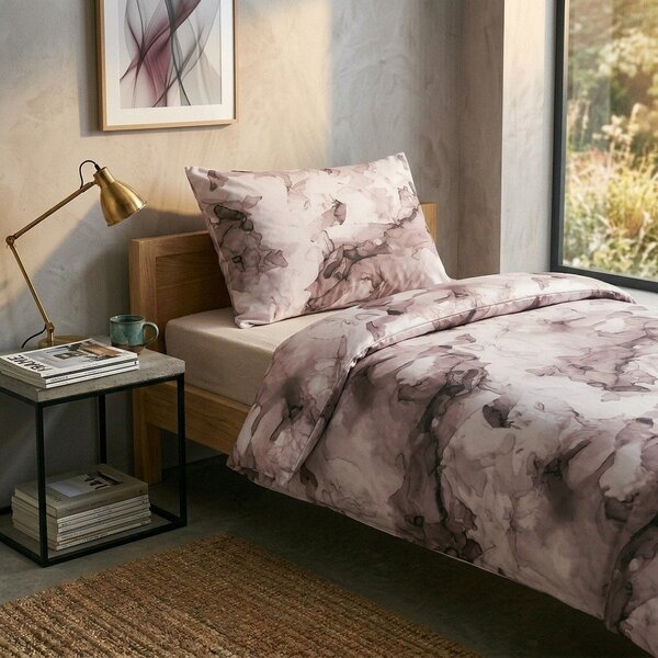 Set copripiumino e federa marrone in raso di cotone per letto singolo 140x200 cm Deluxe Minerals – My House