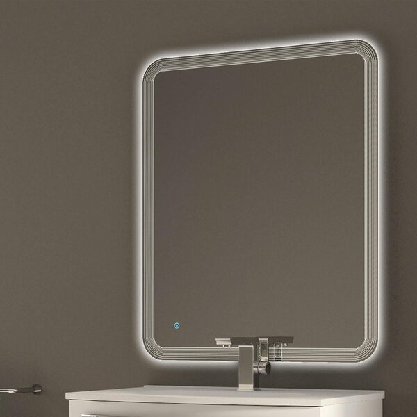 Specchio con illuminazione integrata bagno rettangolare L 74 x H 90 cm