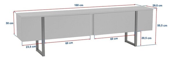 Mobile TV colore naturale scuro con effetto noce 180x50x30 cm Onera – Kalune Design