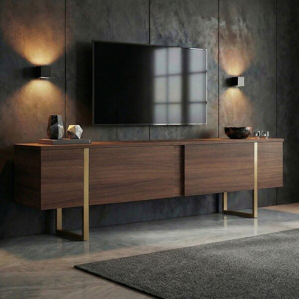 Mobile TV colore naturale scuro con effetto noce 180x50x30 cm Onera – Kalune Design