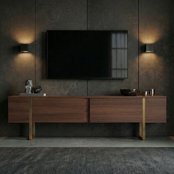 Mobile TV colore naturale scuro con effetto noce 180x50x30 cm Onera – Kalune Design