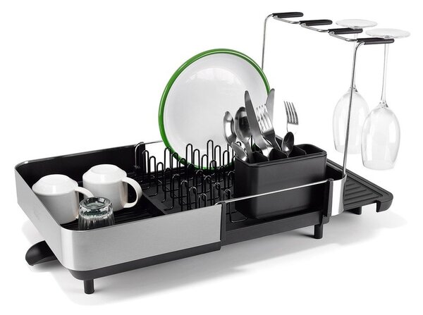 Scolapiatti regolabile nero in plastica 35,5x38 cm Extend Steel Plus – Joseph Joseph