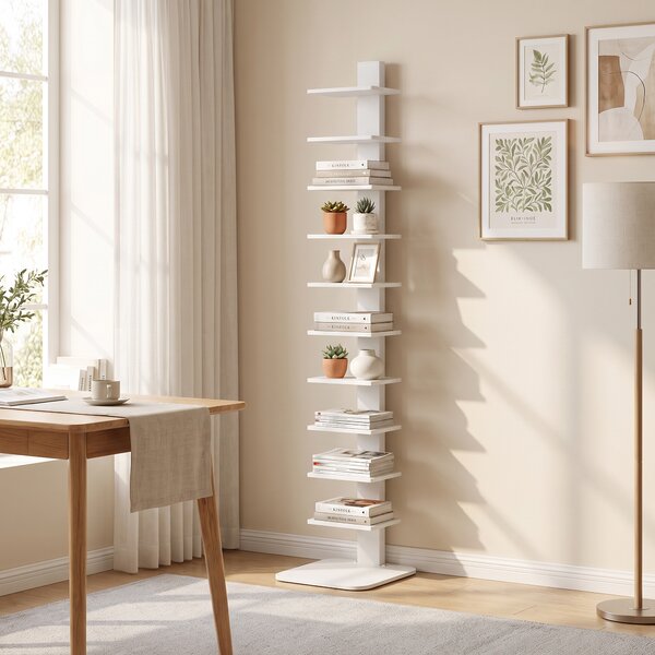 HOMCOM Libreria Torre 11 Ripiani, Scaffale Alto e Stretto Salvaspazio, Bianco | Aosom Italy