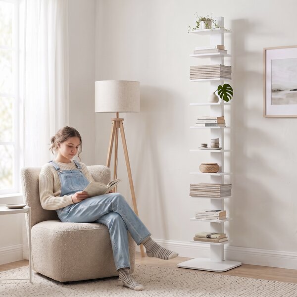 HOMCOM Libreria Torre 11 Ripiani, Scaffale Alto e Stretto Salvaspazio, Bianco | Aosom Italy