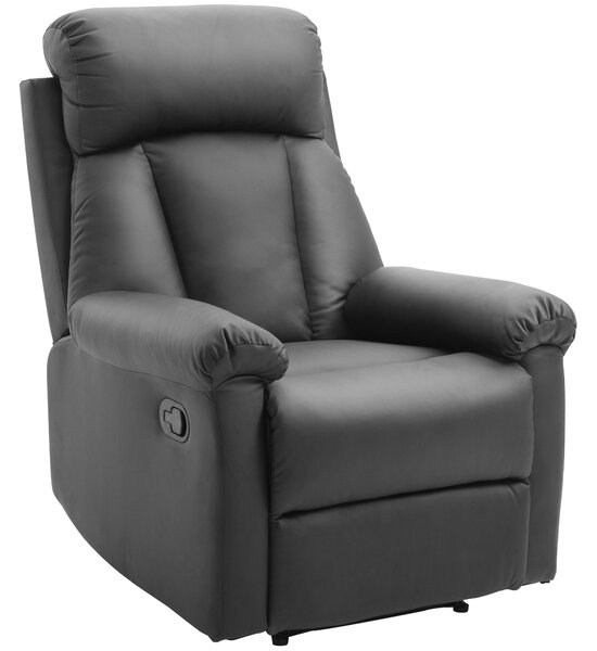 HOMCOM Poltrona Relax Reclinabile Imbottita Ergonomica con Poggiapiedi Similpelle, Poltrona Relax Manuale, 80x97x107cm, Nero | Aosom Italy
