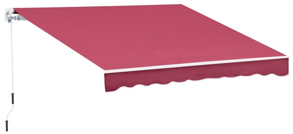 Outsunny Tenda da Sole Avvolgibile a Caduta Manuale per Porte e Finestre, in Alluminio e Poliestere Anti-UV, 295x245cm, Rosso Scuro | Aosom Italy