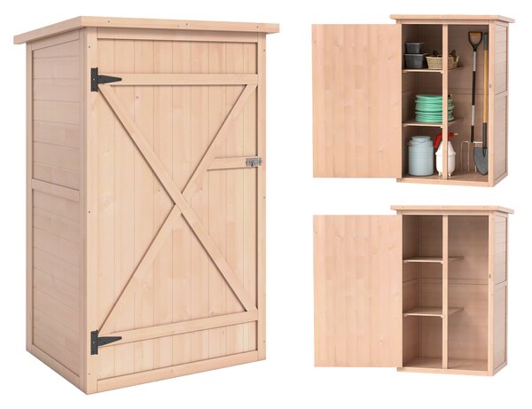 Outsunny Casetta da Giardino in Legno di Abete Impermeabile, Capanno Attrezzi da Esterno 75x56x115cm|Aosom